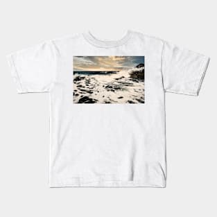 Crashing waves sunset beach Kids T-Shirt